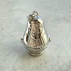 Russian Matryoshka Doll Charm SILVER Russian Nesting Doll Charm Locket Charm